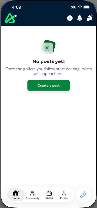 The tab bar showing a red notification badge on one of the tabs indicating pending activity